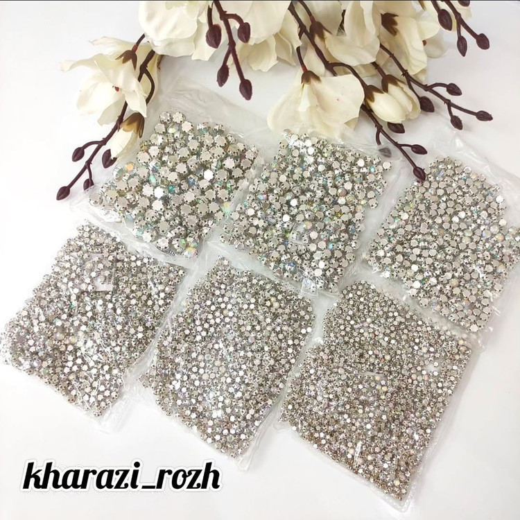 نگین اتریشی سفید هفت رنگ به صورت بسته ای در ۶ سایز