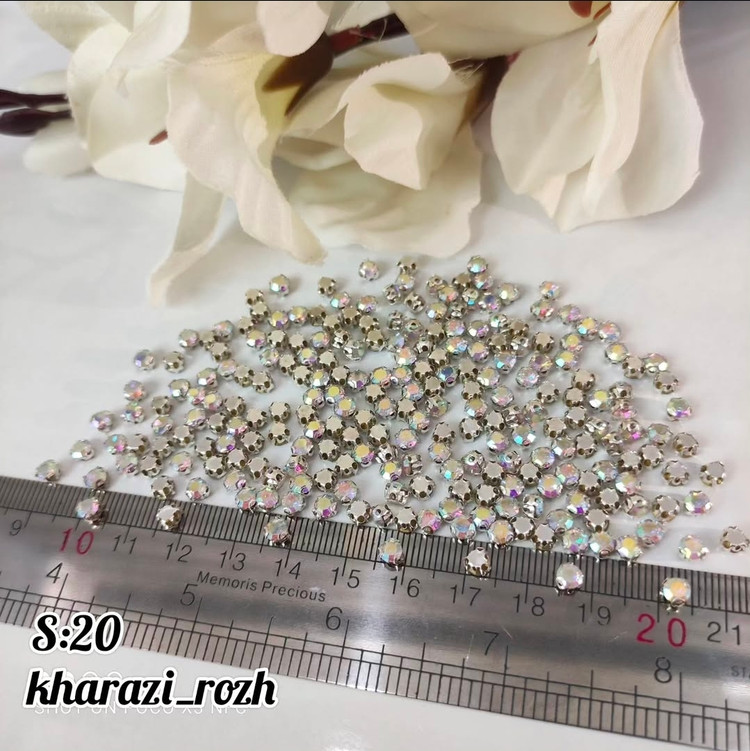 نگین اتریشی سفید هفت رنگ به صورت بسته ای در ۶ سایز