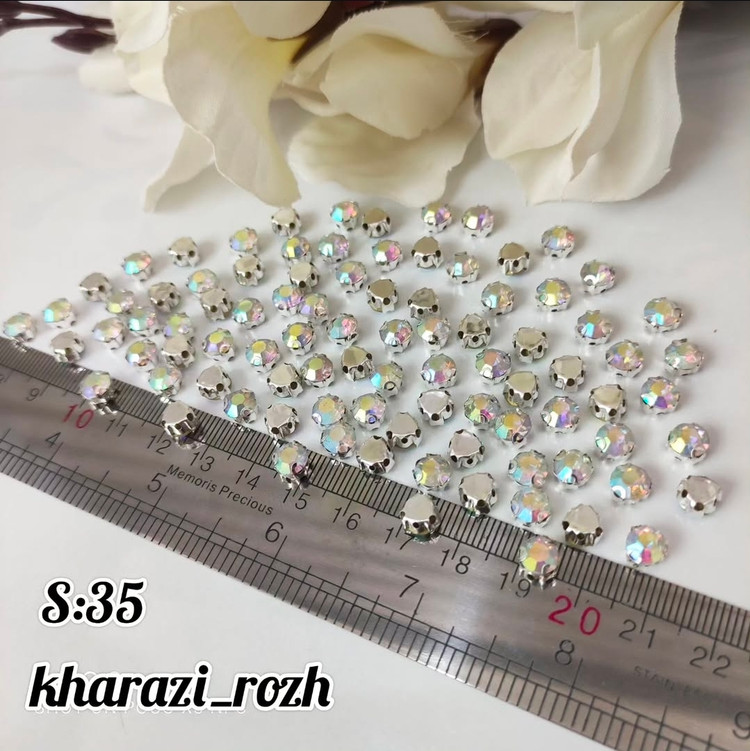 نگین اتریشی سفید هفت رنگ به صورت بسته ای در ۶ سایز