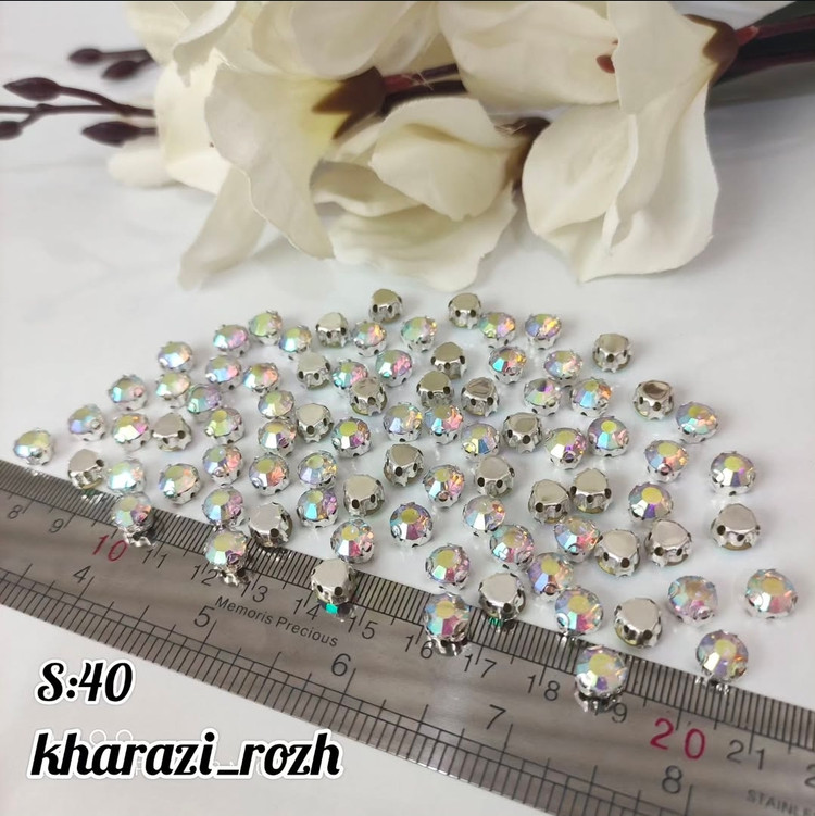 نگین اتریشی سفید هفت رنگ به صورت بسته ای در ۶ سایز